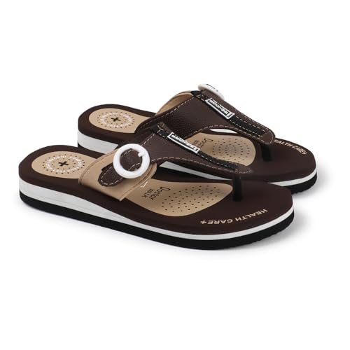 Image of Duosoft Flip Flop for Women | Soft Comfortable | Breathable | Fashionable | Stylish | Trendy | Super soft | Lightweight | Anti-Slip Sole | Indoor & Outdoor |DW-34-Brown