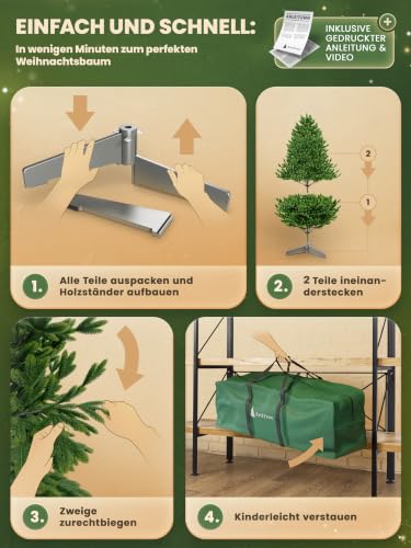 ArtiTree Künstlicher Weihnachtsbaum mit Beleuchtung 240 cm – Nordfichte – Ansicht 3