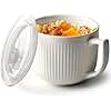 NUTRIUPS Soup Bowls with Handles, 900ml Microwave Soup Bowl with Lid, Soup Mug with Handles, Bowl for Ramen, Noodle, Porridge (White)
