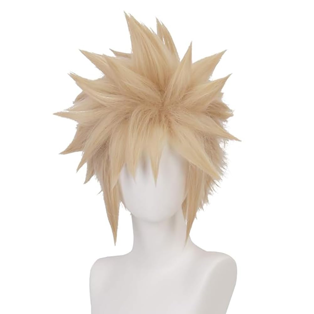 Cloud Strife Cosplay Wigs for Men Golden Heat Resistance fiber Hairpiece,Short