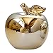 VOSAREA Apple Shaped Ceramics Porcelain Apple Statue Ornament Creative Desktop Decor Chic (Gold)