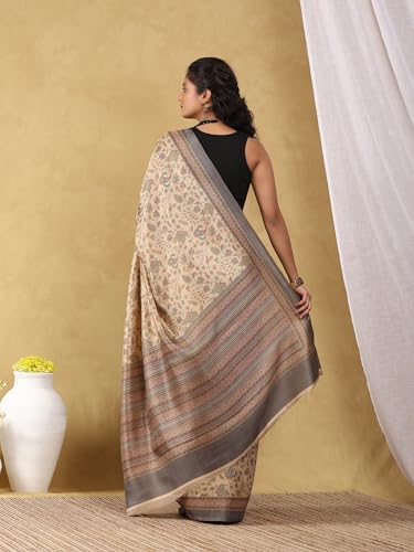Image of Garden Vareli Pashmina Saree With Unstitched Blouse Piece