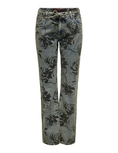 Jeans Femme ONLY Onlmott LW STR, pantalon slim rouge à motif pois et ceinture