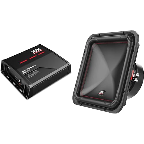 MTX JH5001 Jackhammer Series 500W x 1 @ 1-Ohm Class D Mono Block Amplifier, and MTX S6512-44 S65-Series Square 12