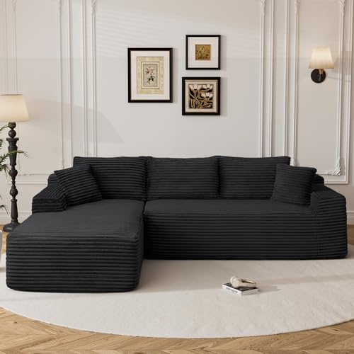 Flyida 95' Boneless Cloud Sectional Couches for Living Room, Comfy Fluffy L Shaped Memory Foam Deep...