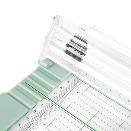 Vaessen Creative Papierschneider Mit Falzbrett 15x30,5cm, Mintgrün, für Scrapbooking und Karten Basteln