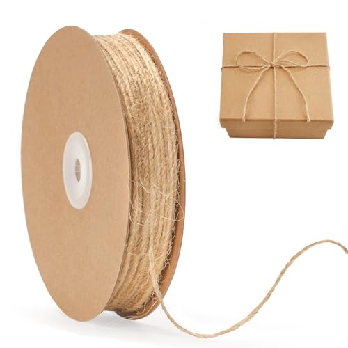 G2PLUS 100m Ficelle en Jute Naturel:1.5mm Corde de Jute,Ficelle de Jardinage Décorations pour l'emballage de Cadeaux,Bricolage,Noël,Pâtisserie,Artisanale