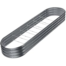 Land Guard 821ft Galvanized Raised Garden Bed Kit, 108 Gallon Capacity Raised Garden Boxes Outdoor, Oval Metal Raised Garden Beds for Vegetables, Modern Greywith 10 Connecting rods