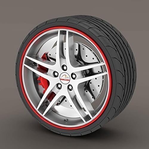 Rimblades Light Alloy Wheel Edge Ring Rim Protectors Tyres Tire Guard Rubber Moulding (Red