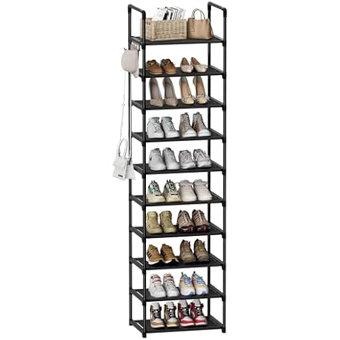 SPUSEN Shoe Rack, 10 Tier Shoe Storage Organizer Cover