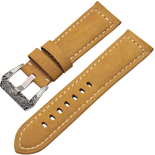 Bracelet de montre homme 22 mm 24mm cuir noir marron orange rétro