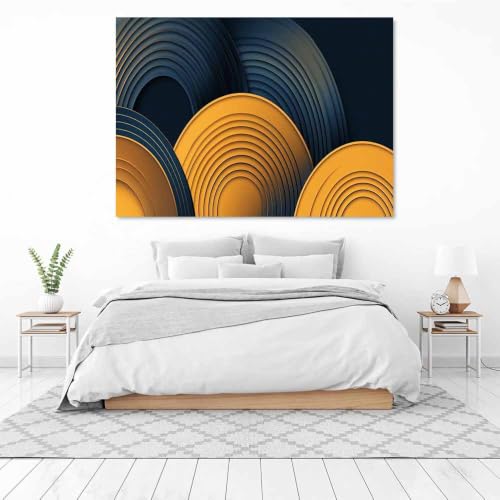 Affiche sur toile géométrique moderne jaune 50x70cm encadrée pour salon