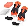Ehdis 2 PCS Grattoir Plaque Vitrocéramique avec 10 raclettes de en Plastique +10 pièce Lames Métallique, Grattoir vitrocéramique pour enlever Les étiquettes, Orange