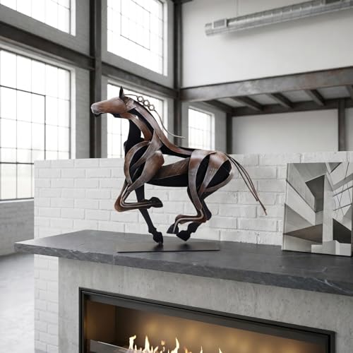 Estatua metálica de caballo artesanal decorativa miniatura 6
