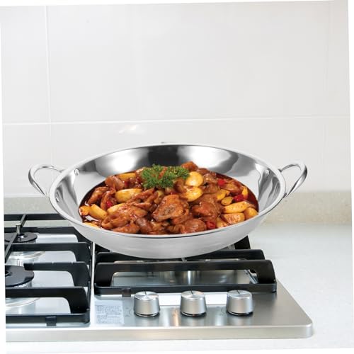 Wok de acero inoxidable con doble asa, pequeño para camping miniatura 7