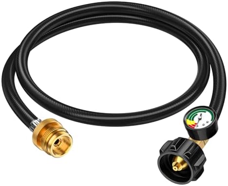 4 Feet Propane Hose Adapter 1lb to 20lb with Gauge，Propane Adapte...