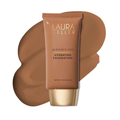 Laura Geller New York Quench-N-Tint Hydrating Foundation - Deep - Sheer To Light Buildable Coverage - Natural Glow Finish - Lightweight Formula With Hyaluronic Acid #TOP12