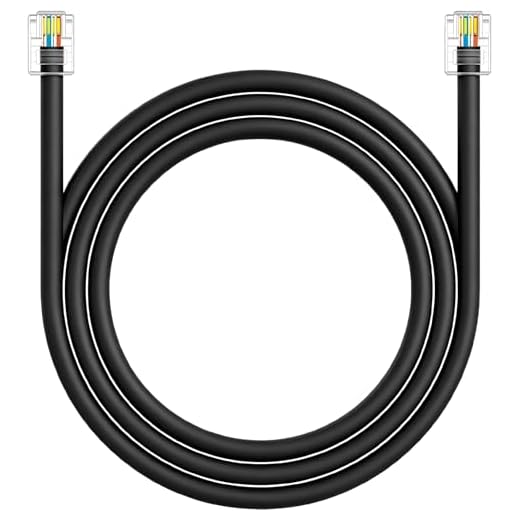 NECABLES CAT5 / CAT5e RJ11 Data Cable DSL Cable 6ft High-Speed DSL Modem Cable Twisted Wire UTP RJ11 6P4C Male to Male Black - 6 Feet