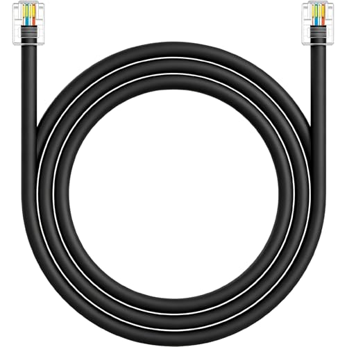 NECABLES CAT5 RJ11 Data Cable DSL Cable 6ft High-Speed for DSL Modem Twisted Wire UTP RJ11 6P4C Male to Male Black - 6 Feet