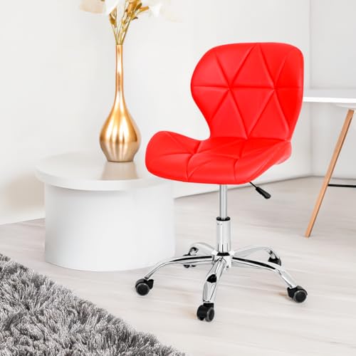 Cadeira Escritório Com Rodas Slim Vegas Base Giratória Estofada Vermelho