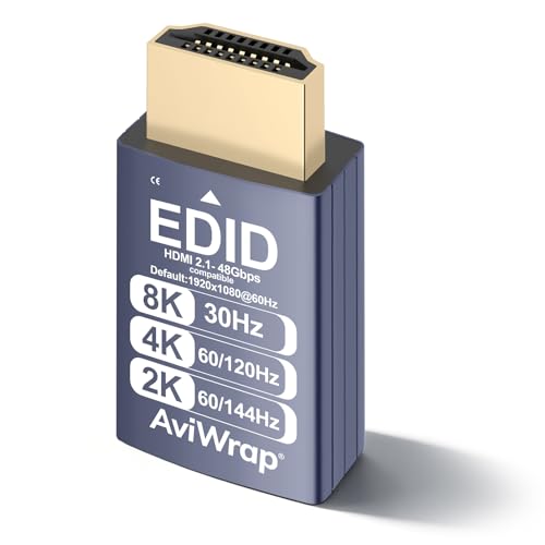 AviWrap HDMI 2.1 Dummy Plu,8K Virtual Display Adapter with EDID Emulator, Headless HDMI Display for Remote Desktop, GPU Acceleration,Supports 8K@30Hz,4K/1440p/1080p@144Hz Multi-Resolution