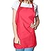 DALIX Apron Commercial Restaurant Home Bib Spun Poly Cotton Kitchen Aprons (3 Pockets) in Red