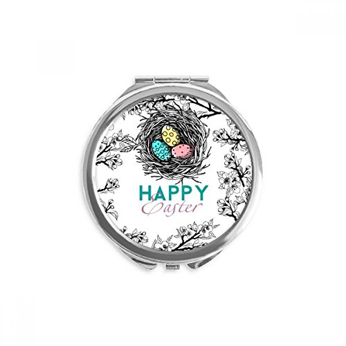 Miroir rond maquillage de poche DIYthinker aux oeufs de pâques portable multicolore