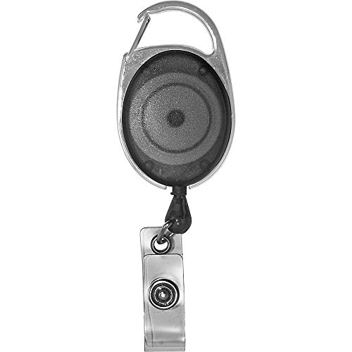 ADVANTUS Carabiner-Style Retractable ID Card Reel, Extends 30 Inches, Pack of 12, Smoke Color (75551)