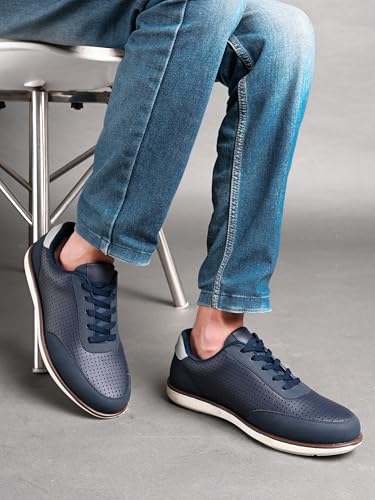 Image of San Frissco Men's Perforated Sneaker Casual Lace-Up Shoes | Soft Cushioned Footbed with TPR Sole | Comfortable and Trendy Casual Shoes for Office and College