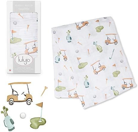 Lulujo Baby Cotton Muslin Swaddle Blanket, 47 x 47-Inch, Golf