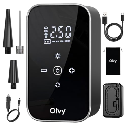 Olvy Compresseur d'air portable - Gonfleur de pneus sans fil 12V - Batterie rechargeable 6000 mAh -...