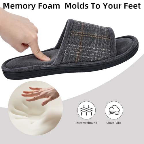 Image of Magtoe House Slippers for Men Open Toe Soft Comfortable Indoor Slip on Mens Slides Sandals Memory Foam for Bedroom Spa Living Room, All Seasons