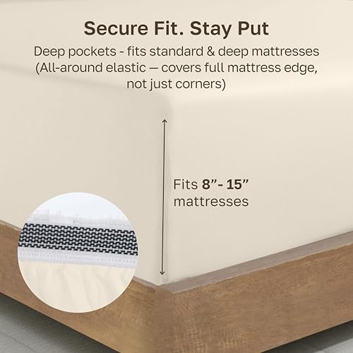 Image of California Design Den 100% Organic Cotton Cal King Fitted Sheet, True Ivory