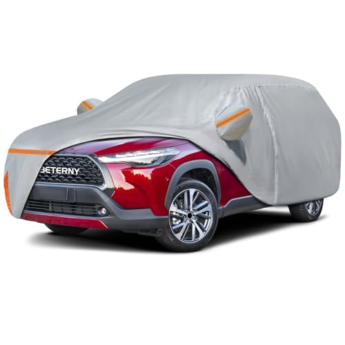 Image of Car Cover for 2021-2026 Toyota Corolla Cross, Waterproof Custom-fit Sun Rain Dust Snow Wind All Weather Protection Outdoor Cross SUV Full Car Cover with Cotton Lining and Door Zipper-Grey