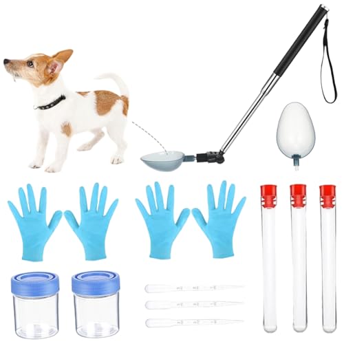 Ercoiong Dog Pregnancy Test, Adjustable Angle Dog Urine Collection Kit with Portable Bag & Gloves, 11.4-40.9 Inch Telescopic for Small, Large Pets Pregnancy Test Kit at Home