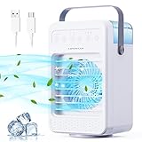 LIPONTAN Aire Acondicionado Portatil, Enfriador de Aire Silencioso 5 en 1 Mini Refrigerador de Aire Ventilador Humidificador con 3 Timer | Oscilación de 90° | 3 Modos | 4 Velocità | LED Colorati