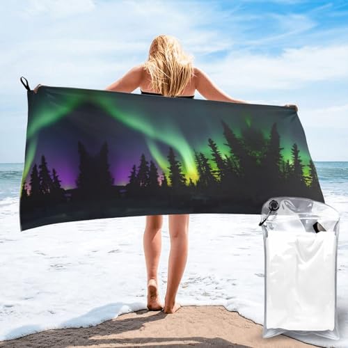 Toalla de playa de secado rápido de aurora boreal para natación, senderismo y gimnasio 2