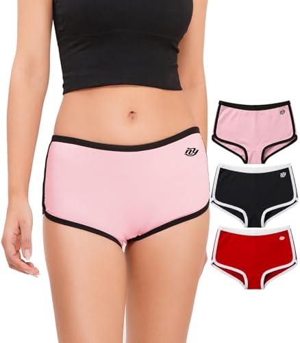Image of NICSY Panty for Women Girls Ladies Underwear Comfortable Breathable Cotton Side Cut Hipster Ladies Panties Stretch Boxer Brief
