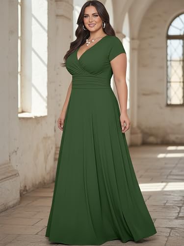 Image of KOH KOH Womens Sexy Cap Short Sleeve V-Neck Flowy Cocktail Gown