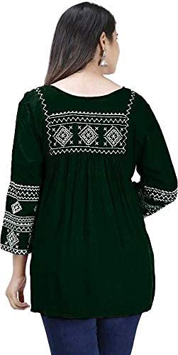 Image of Shiva Fab Women's Stylish Fashionable Rayon Embroidery Kurti Top Size Casual || Party || Beach || Formal || Meeting || Office wear || Party || Evening || College (Small, Green)