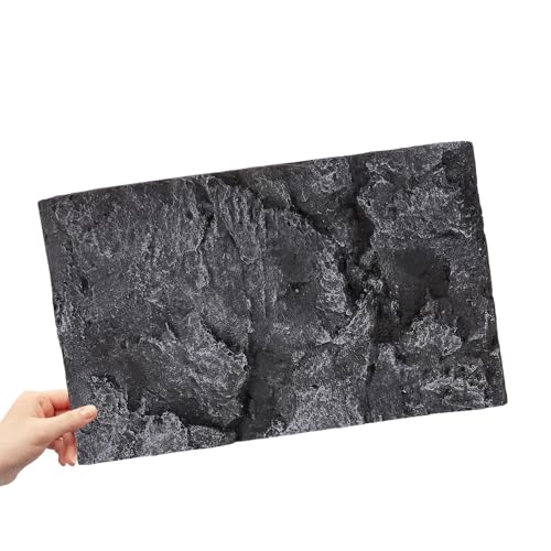Supvox Schwarze 3D Aquarium Rückwand mit Steinoptik 45X30X3,5cm Reptilien Terrarium Dekoration für TV Wände und Haustiergehege