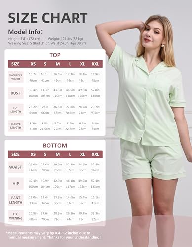 Image of NAP BOUND 100% Cotton Pajamas for Women Sets 2 Pieces Pjs Button short sleeves with Pockets Soft Sleepwear Loungewear XS-XXL
