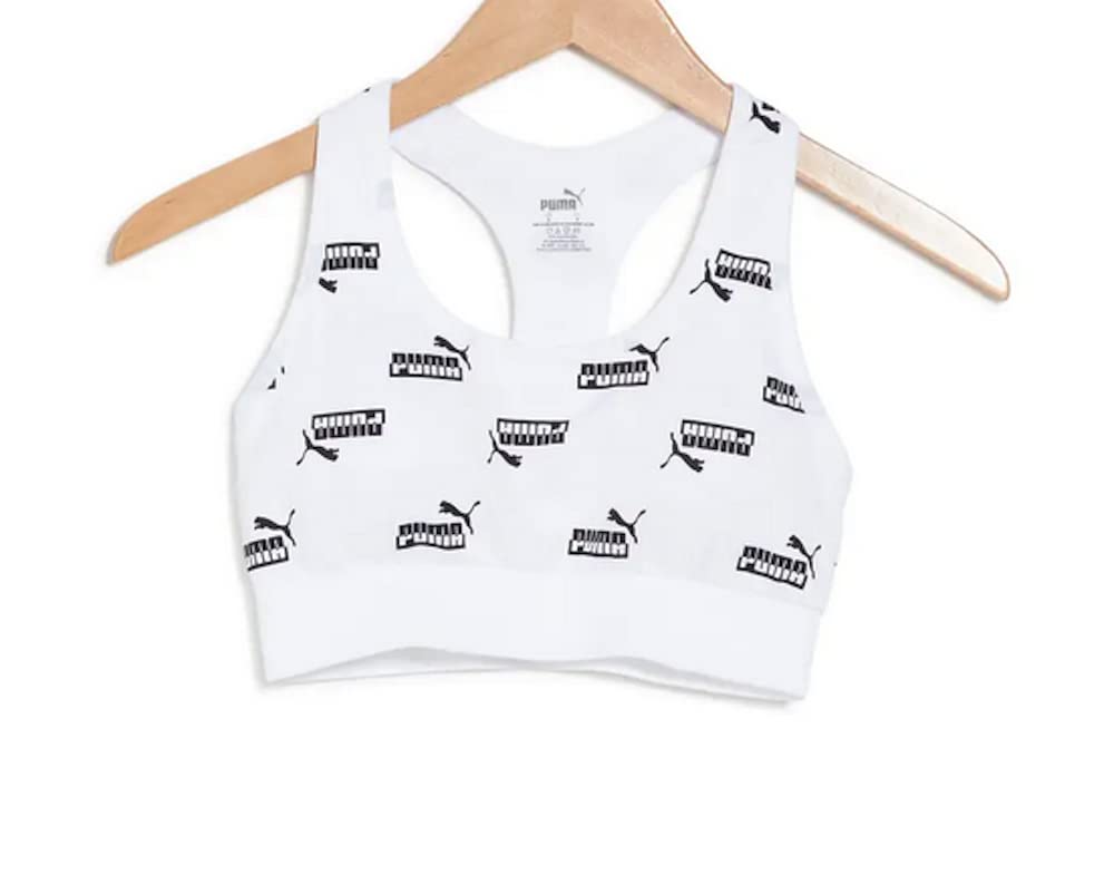 PUMA Women's A Chic Bralette for All Out Athleisure Looks Bralette (Medium) White/Black