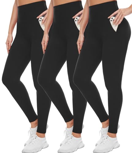Leggings Pockets 3 Pack Black–High Wasited Tummy Control