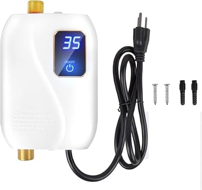 Tankless Water Heater Electric, Instant Hot Water Heater Under Sink, 3000W 110V On Demand Mini Water Heater for Shower, Water Heater for RV Kitchen Bathroom, White
