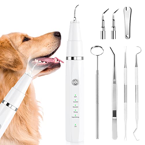 Ni-SHEN Dog Plaque Remover for TeethPet Ultrasonic Tooth CleanerTeeth Cleaning Kit -Tartar Remover for Teeth Stains for Dogs and Cats (White)