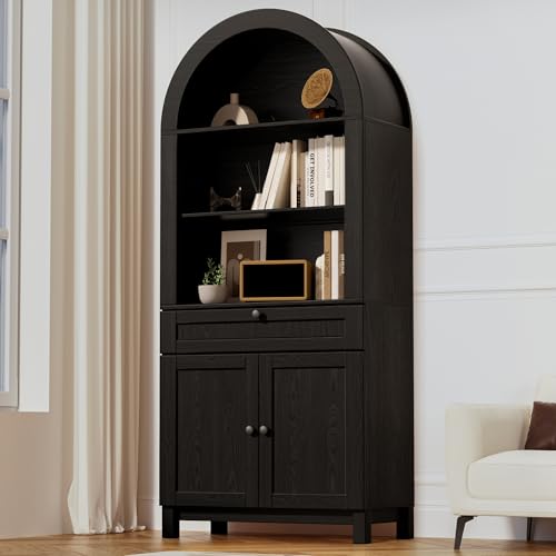 TEROL Arched Pantry Cabinet, 71" Kitchen Pantry Cabinet with Smooth