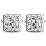 Alexander Castle 925 Sterling Silver Celtic Cufflinks for Men - Square 15mm x 15mm Celtic Trinity Cufflinks with Jewellery Gift Box