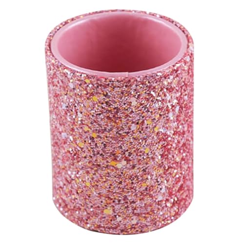 POPETPOP Organizer per Trucco Multifunzionale Porta Pennelli in Lega Rosa Portaoggetti da Tavolo per Cosmetici Eyeliner e Penne Contenitore Portapennelli Ampia Apertura Decorazione