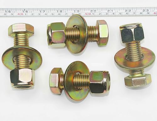 Image of 7 /8 inch x 2-1 /2 inch Hex Head Bolt by Color Galvanization with Nylon Lock nut and Large Size Washer Assortment Kit,Alloy Steel,Grade 8.(4pcs Pack),by Metalsuberg